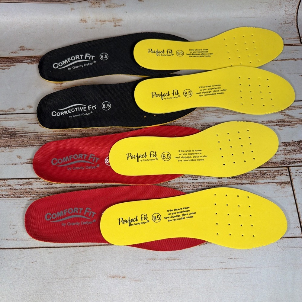 Gravity Defyer Gdefy ComfortFit Orthotic Insoles Pair Mens 8.5 Yellow Red Black